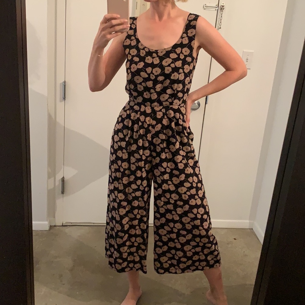 NO 6 STORE silk tie back cropped flare jumpsuit size 1